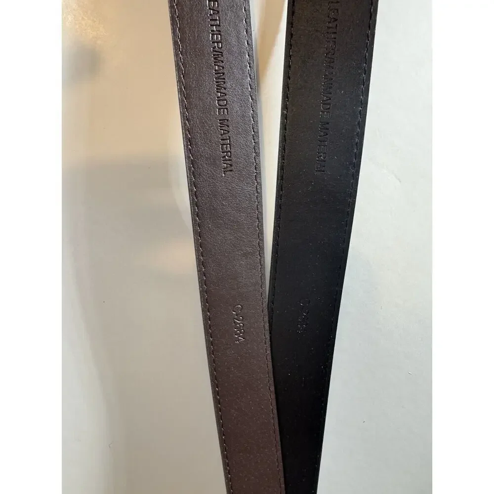 New with Tags Beverly Hills Polo Club Men's Pack of 2 Solid Brown Black‎ Belt 36